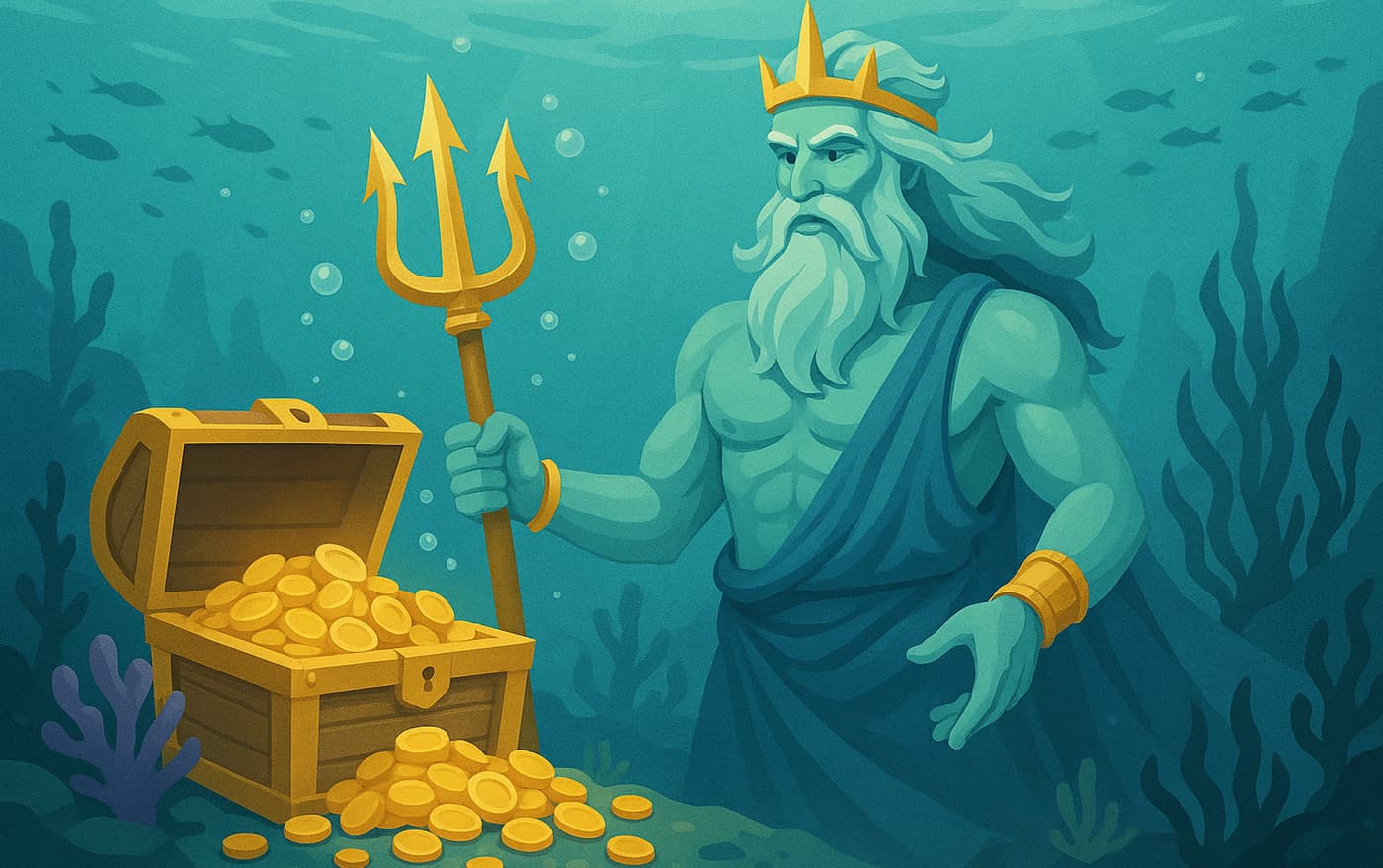 Dyk ner i rikedomarna och bita tag i Poseidons 40 000kr pott!